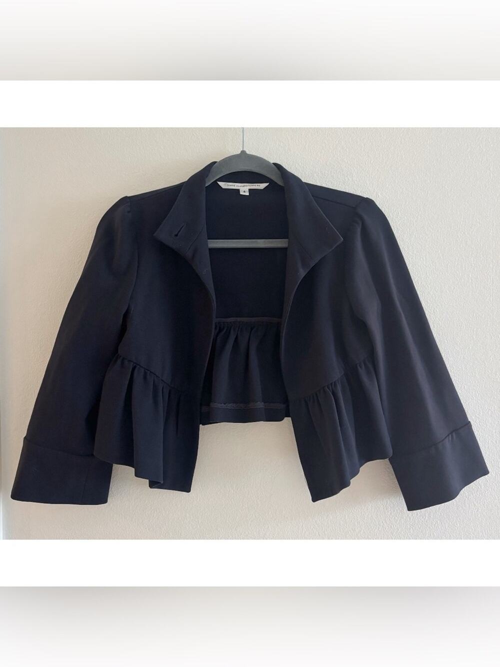 Diane Von Furstenberg Navy Cropped Jacket Size 4